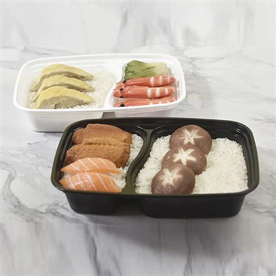 Lancheira transparente de uma peça dividida com dois compartimentos